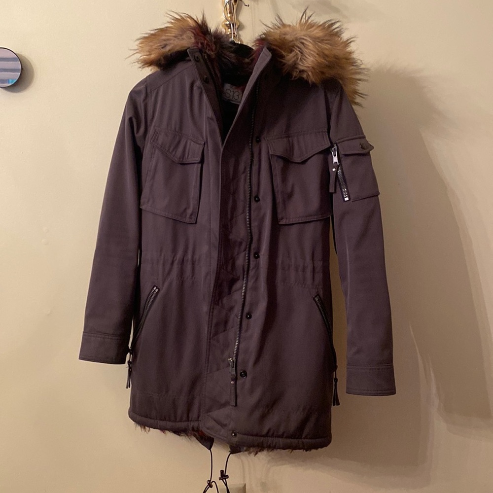 S13 Army Green & Multi Color Fur Winter Jacket